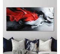 IHHGNB Peinture murale abstraite rouge et noir, impression sur toile contemporaine, œuvre d'art pour salon, décoration d'intérieur (60 x 120 cm, sans cadre)