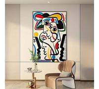 IHHGNB Peinture sur toile abstraite moderne sans cadre, affiche murale minimaliste en noir, bleu, jaune, rouge et vert, impressions HD (40 x 50 cm (16 x 20 pouces) / sans cadre)