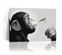 IHHGNB Peinture sur toile abstraite représentant un singe orang-outan fumant un cigare, affiche murale, décoration d'intérieur, 80 x 120 cm (31 x 47 pouces), sans cadre