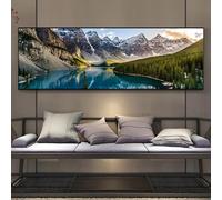 IHHGNB Peinture sur toile de paysage, paysage de lac, forêt, montagne, affiches d'art mural pour salon, chambre à coucher, impressions d'images 30x90cm (12x35 pouces) sans cadre