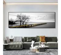 IHHGNB Peintures sur toile de paysage, affiches et impressions d'art mural, bord de mer, pont en bois doré, images sur toile pour décoration d'intérieur, 50 x 150 cm (20 x 59 pouces), sans cadre