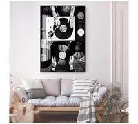IHHGNB Photo vintage en noir et blanc, tableau mural, décoration de salon, amateur de disques vinyles, art sur toile, affiche et impressions (40 x 60 cm (16 x 24 pouces) / sans cadre)