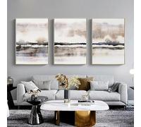 IHHGNB Tableau abstrait au coucher du soleil sur toile, style bohème, affiche, impression d'art contemporain, décoration murale moderne (60 x 80 cm x 3 / sans cadre)