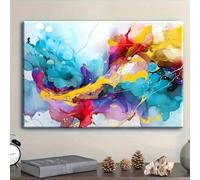 IHHGNB Tableau abstrait coloré et vibrant sur toile, décoration moderne pour chambre à coucher ou salon (70 x 100 cm/sans cadre)