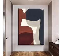 IHHGNB Tableau abstrait géométrique aux tons doux imprimé sur toile texturée moderne, décoration murale pour salon ou couloir (70 x 90 cm (26 x 35 po) / sans cadre)