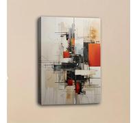 IHHGNB Tableau abstrait géométrique sur toile, style moderne, orange, gris et blanc, impression d'affiche, œuvre d'art, peinture, image décorative (70 x 100 cm (28 x 39 po) / sans cadre)
