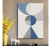 IHHGNB Tableau abstrait moderne bleu et blanc, toile géométrique minimaliste aux tons bleus neutres pour salon (40 x 60 cm/sans cadre)