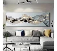 IHHGNB Tableau abstrait nordique à l'encre sur toile, or et noir, avec ruban polyvalent, affiches et impressions, art mural pour la décoration du salon (30 x 90 cm (12 x 35 po) / sans cadre)