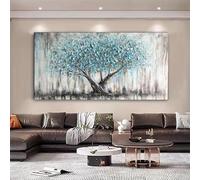 IHHGNB Tableau abstrait sur toile « Arbre de Vie » - Décoration murale turquoise représentant un paysage, idéal pour une chambre ou un bureau (50 x 100 cm/Sans cadre)
