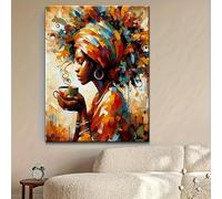 IHHGNB Tableau abstrait sur toile représentant des femmes africaines, imprimé mural coloré d'inspiration afro-américaine, décoration pour salon ou chambre (60 x 80 cm (24 x 31 po) / sans cadre)