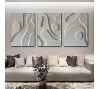 IHHGNB Tableau abstrait texturé, style bohème moderne, sur toile, affiche, impression, décoration minimaliste pour chambre et salon (70 x 90 cm x 3, sans cadre)