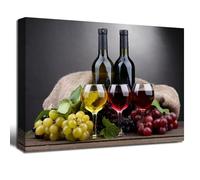 IHHGNB Tableau décoratif mural pour la cuisine, motif vin en bouteille et verres, impression sur toile, idéal pour une décoration moderne (40 x 50 cm/sans cadre).