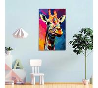 IHHGNB Tableau girafe pop art vibrant sur toile, impression abstraite colorée d'animaux, affiche d'art mural moderne (50 x 75 cm (20 x 30 po) / sans cadre)