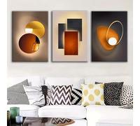 IHHGNB Tableau moderne minimaliste géométrique sur toile, art mural orange, impressions de cercles en métal, affiches d'art mural de luxe pour la décoration intérieure (50x70cm(20x28in) x3)