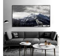 IHHGNB Tableau moderne sur toile, motif loup dans la montagne enneigée, affiche murale pour salon, décoration intérieure, impression HD, sans cadre (60 x 120 cm / 24 x 47 pouces)