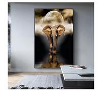 IHHGNB Tableau rétro d'éléphant doré, affiche animalière imprimée sur toile pour la décoration du salon, sans cadre (70 x 100 cm / 28 x 39 pouces).