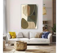 IHHGNB Tableau sans cadre présentant des textures géométriques vertes et beiges, impression sur toile moderne, œuvre d'art décorative pour les murs (60 x 80 cm (24 x 31 po) / sans cadre)