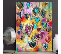 IHHGNB Tableau sur toile « Cœurs colorés », style abstrait moderne, impression multicolore, décoration pour salon (80 x 120 cm/sans cadre)