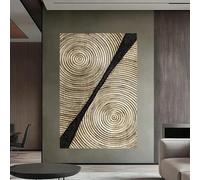 IHHGNB Tableau sur toile effet bois rétro, style minimaliste, lignes noires et dorées, texture, tons neutres beige et marron, affiche (70 x 100 cm/sans cadre)