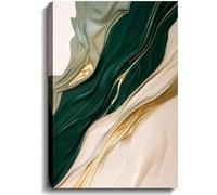IHHGNB Tableau sur toile imprimé, art mural abstrait vert émeraude, texture beige et or, affiche, décoration pour la maison ou le bureau (70 x 90 cm (26 x 35 po) / sans cadre)