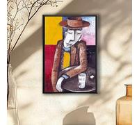 IHHGNB Tableau sur toile « Le Baiser de Pablo Picasso », œuvre d'art abstraite et vibrante pour la décoration du salon, de la chambre ou du bureau (70 x 90 cm (26 x 35 po) / Sans cadre)