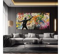 IHHGNB Tableau sur toile, motif graffiti, peinture abstraite moderne, idéal pour la décoration murale du salon (55 x 110 cm/sans cadre)