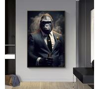 IHHGNB Tableau sur toile représentant un gorille en costume, style abstrait, avec des singes, idéal pour une décoration intérieure moderne (70 x 90 cm/sans cadre).