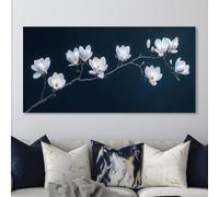 IHHGNB Tableau sur toile représentant une branche de magnolia, idéal pour la salle de bain, le salon, la cuisine ou la chambre. Œuvre d'art moderne (20 x 40 cm/sans cadre).
