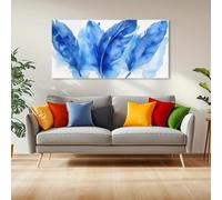 IHHGNB Tableau sur toile représentant une plume bleue, idéal pour la salle de bain, le salon ou la cuisine. Décoration moderne pour la maison (60 x 120 cm/sans cadre).