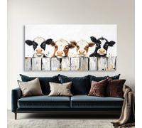 IHHGNB Tableau sur toile représentant une vache de ferme, peinture abstraite d'animaux, œuvre d'art moderne et rustique pour la décoration intérieure du salon (40 x 80 cm/sans cadre)