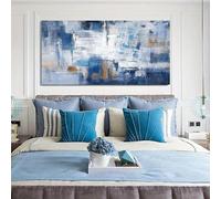 IHHGNB Toile murale bleue abstraite moderne, tableau bleu et blanc, décoration pour salon, chambre, bureau, maison, 80 x 160 cm (31 x 63 pouces), sans cadre