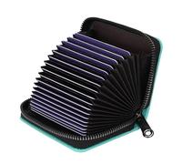 IHIGOGOFA Porte Cartes de Crédit Cuir Fermeture Eclair, Crédit Portefeuille Blocage RFID avec 11 emplacements pour Cartes (Vert-18)