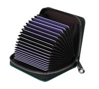 IHIGOGOFA Porte Cartes de Crédit Cuir Fermeture Eclair, Crédit Portefeuille Blocage RFID avec 20 emplacements pour Cartes (Vert foncé-18)