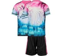 IHIMI Maillot Miami Vice #10 pour enfant, avec short, maillot de football, maillot d'entraînement de football, maillot d'entraînement de football, maillot pour enfant, édition limitée, édition limitée
