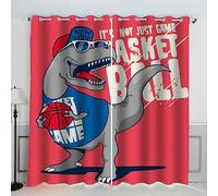 IHIPPO Rideaux Dinosaure Basket Rideau Occultant Chambre Fille Garcon Rideaux Chambre Ado Isolation Thermique et Réduction du Bruit Rideaux 2 Pièces 91.5x214 cm