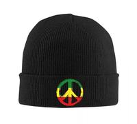 IHIUHGCN Symbole de la Paix avec Casquettes Rastafari Reggae tricotées, Bonnets pour Hommes Femmes, Chapeaux d’Hiver, Casquette décontractée