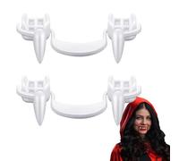 IHLOOTD 2 Paires Dent de Vampire Rétractable Halloween Faux Dentier Crocs de Vampire Réutilisables Accessoires de Halloween d'horreur de Costume Cosplay de Fête pour Enfant Adulte (A)