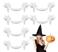 IHLOOTD 6 Paires Dent de Vampire Rétractable Halloween Faux Dentier Crocs de Vampire Réutilisables Accessoires de Halloween d'horreur de Costume Cosplay de Fête pour Enfant Adulte (C)