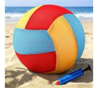 IHLOOTD Ballon Beach Volley Ø 21 cm Ballon de Plage Gonflable Maille Texture Softy Volleyball avec Pompe pour Extérieur Intérieur, Plage, Piscine, Jardin(Bleu, Vert, Rose)