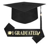 IHLOOTD Chapeau de Diplomé Unisexe, Ensemble de Chapeaus Diplômé et Écharpe, Chapeau de Baccalauréat pour Adultes, Chapeaus D'étudiant Taille Ajustable, pour les Fêtes de Remise des Diplômes