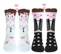 IHLOOTD Chaussettes Mariage 2 Paires Drôles Chaussettes de Mariage Marié Mariée Chaussette Couple Mariage Cadeaux Créatifs
