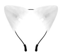 IHLOOTD Serre Tete Chat Peluche Oreille de Chat Halloween Oreille de Renard Bandeau pour Fille Femme, Halloween, Cosplay, Cats la Mascarade (Blanc)