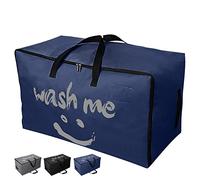 IHOMAGIC 100L Sac de Rangement Pliable, Organiseur Sac de Rangement en tissu Oxford 600D, Grande Sac demenagement avec Fermeture à glissière et poignées pour Vêtements Couvertures Literie (Bleu Foncé)