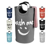 IHOMAGIC 115L Autoportant Panier à Linge avec Poignée en Aluminium, Corbeilles à Linge Portable, Bac à linge Pliable en Tissu Oxford, Panier Rangement de Buanderie pour Chambre à Coucher (Gris Foncé)