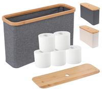 IHOMAGIC 19L Boite Rangement Papier Toilette, Pliable Panier Rangement avec Couvercle, Multifonctionnel Rang Papier Toilette en Tissu Oxford, Organisateur Salle de Bain Gain de Place, Gris Clair