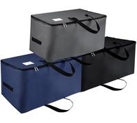 IHOMAGIC 3Pcs Grand sac rangement vetement, 105L Pliable sac de rangement sous lit avec Poignée, Housse de Rangement Portable pour les jouets, les couvertures, Gris Foncé/Noir/Bleu Foncé