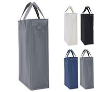 IHOMAGIC 45L Paniers à Linge avec Poignées, Pliable Panier à Linge Mince Sac à Linge en Tissue Oxford Rectangulaire Corbeilles à Linge Sac de Rangement pour Salle de Bain 39x19x60CM (Gris Foncé)