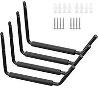 Ihomepark Crochet Mural Velo - Porte Velo Mural de Stockage de Garage Avec le Bras Jumbo，Garage Support Avec Revêtement Anti-Dérapant,Utilitaires Noir 4Pack