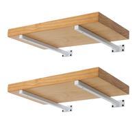 Ihomepark Equerre Etagere Industrielle Support d'étagère Mural Rétro - Supports Plateaux Rétro en Métal avec Vis Tablette Mural Bride de Plancher Plomberie Steampunk Rural (20cm 4Pièces, Blanc)