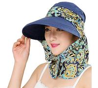 iHomey Roulez Le Chapeau de Soleil de Protection Contre Les UV UPF 50+ UV de Large Bord de visière avec Le Protecteur de Cou Bleu foncé